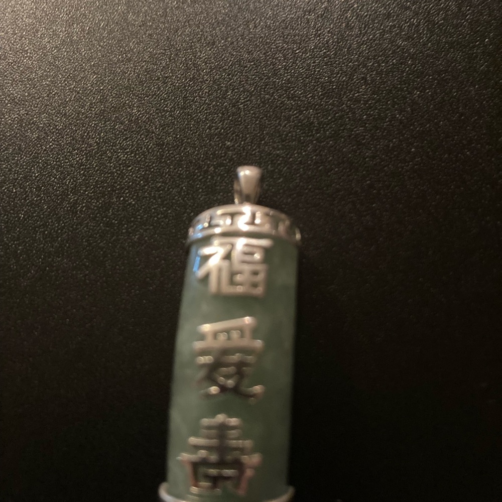 COPY - Green jade Pendant with sterling Silver Accents